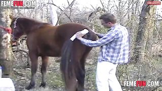 شاب ينيك حصان – سكس حيوانات شواذ يلعب في طبز حصان انثي